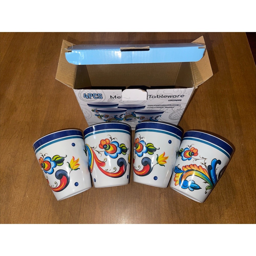 Melamine Tableware Dinnerware Set 500ML Tumbler Floral Box Includes 4